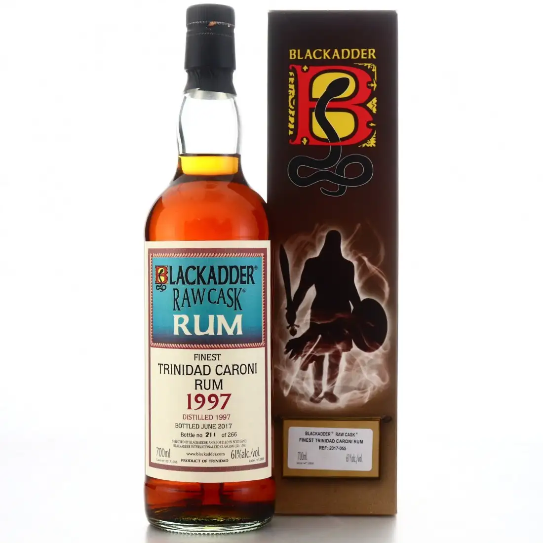 Bottle of Blackadder Caroni Raw Cask Rum HTR 1997