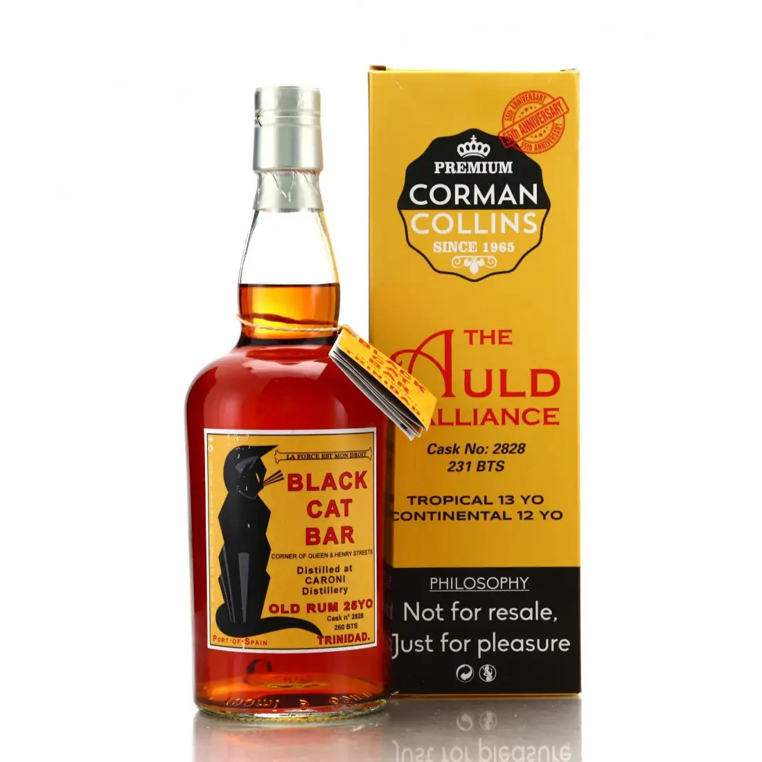 Bottle of Corman Collins Caroni 25th anniversary Black Cat Bar 1996