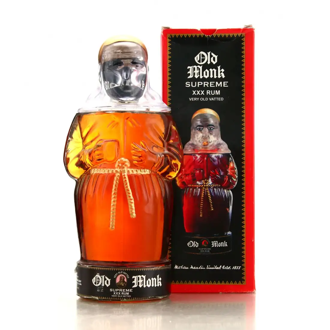 Bottle of Mohan Meakin Distillery Old Monk Surpreme XXX Rum