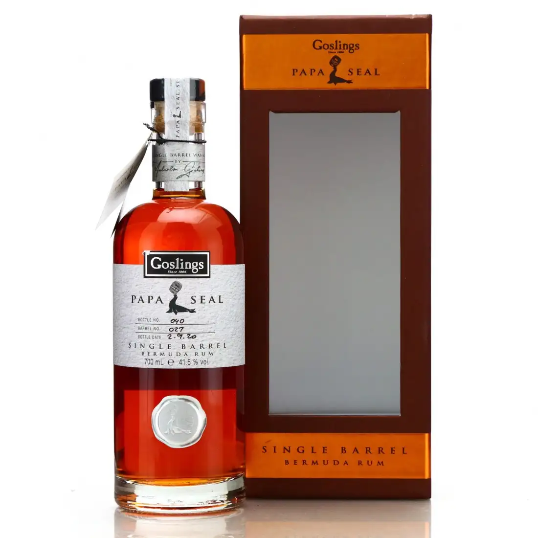 Bottle of Goslings Papa Seal Single Barrel