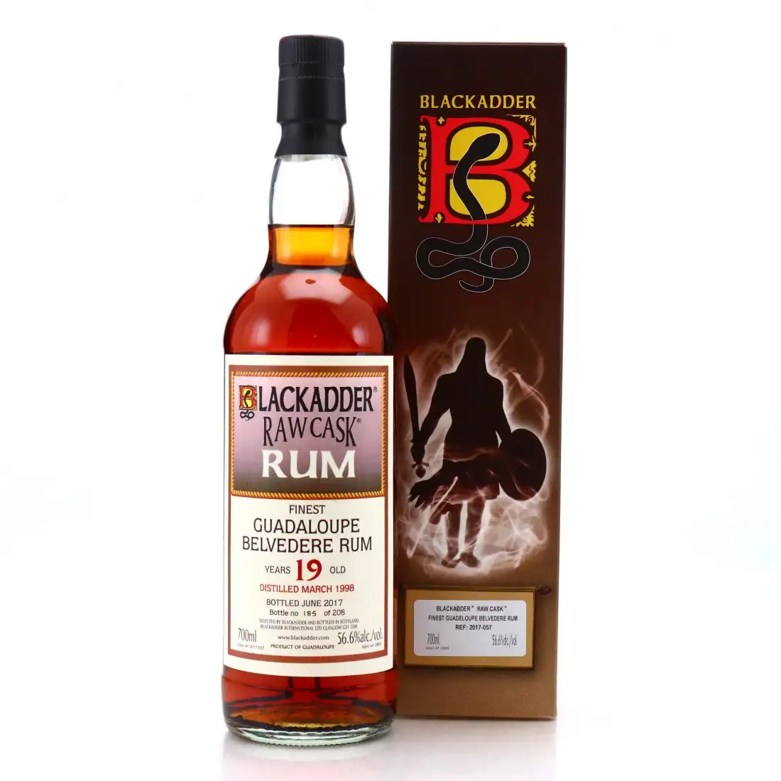 Bottle of Blackadder Bellevue Raw Cask Rum Belvedere 1998