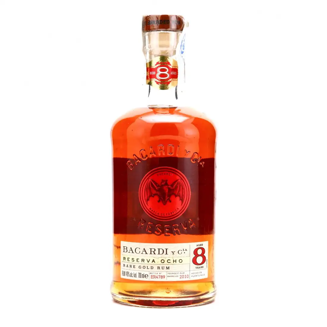 Bottle of Bacardi Reserva Ocho Rare Gold Rum 2010
