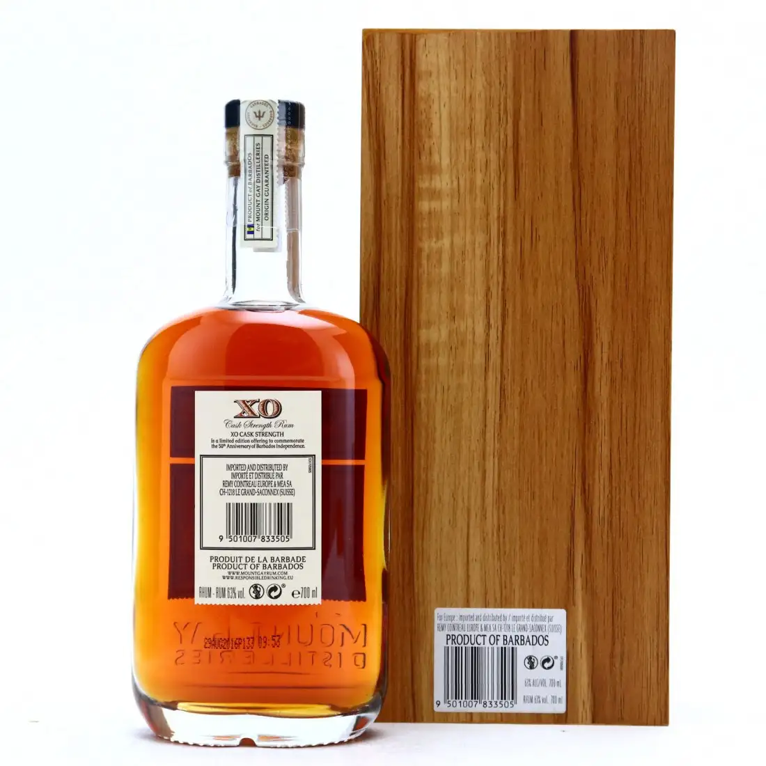 Bottle of Mount Gay Extra Old XO Cask Strength Rum