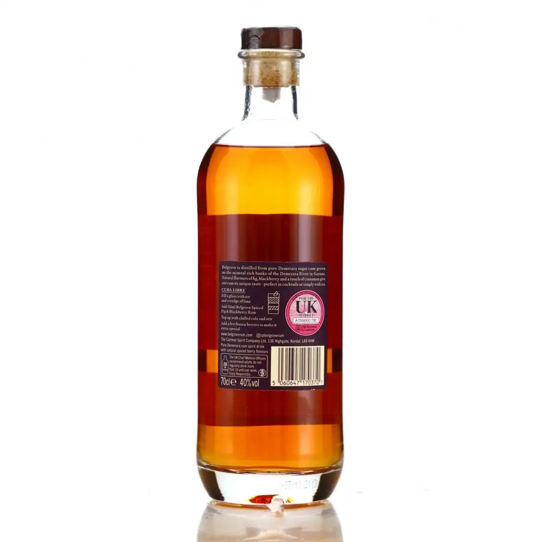 Image haute résolution de The Cartmell Spirit Co Diamond Belgrove Small Batch Spiced Fig and Blackberry Rum