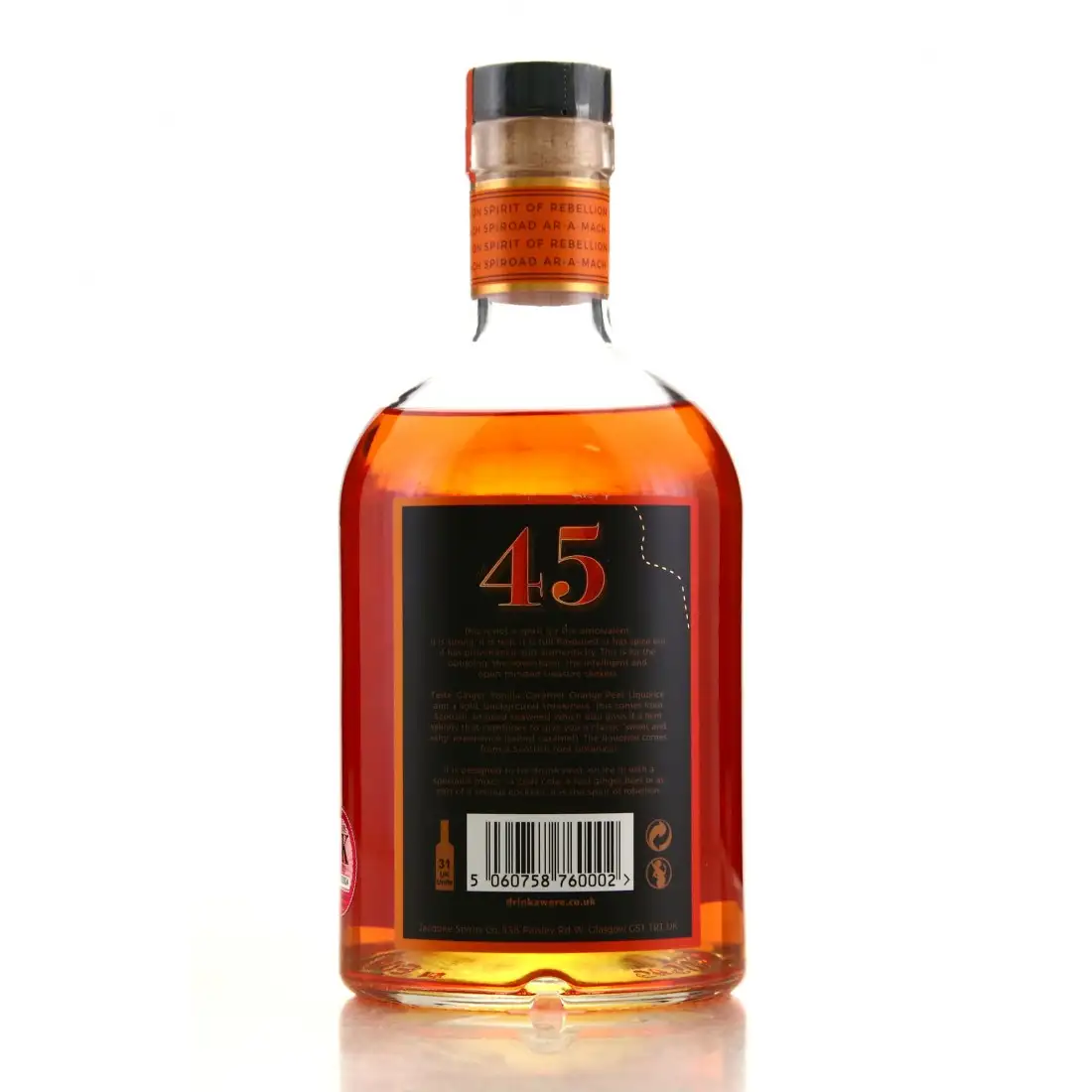 High resolution image of The Jacobite Spirit Co The 45 Scottish Spiced Rum 2020