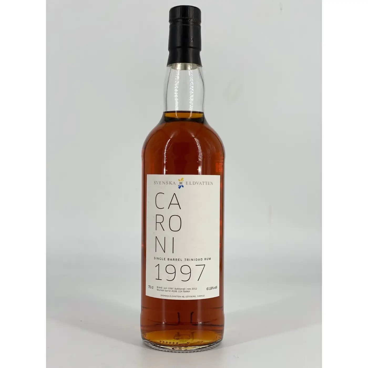 Bottle of Svenska Eldvatten Caroni Single Barrel Trinidad Rum 1997