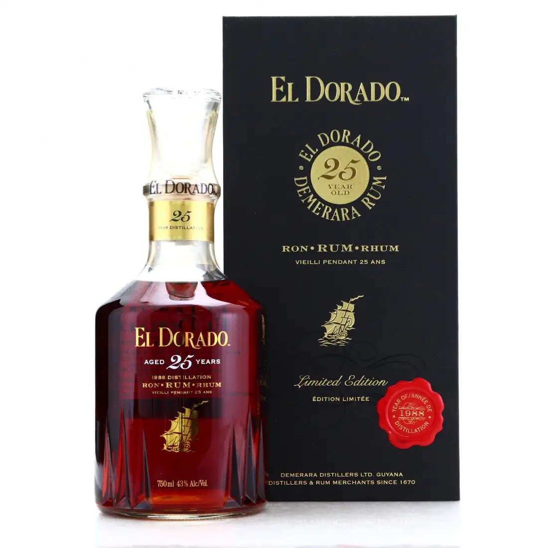 Bottle of DDL El Dorado 25 Grand Special Reserve 1988