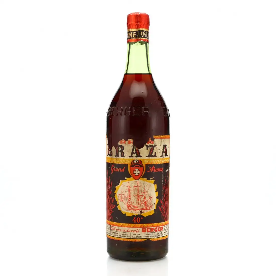 Bottle of Berger Rhum Braza 1950s