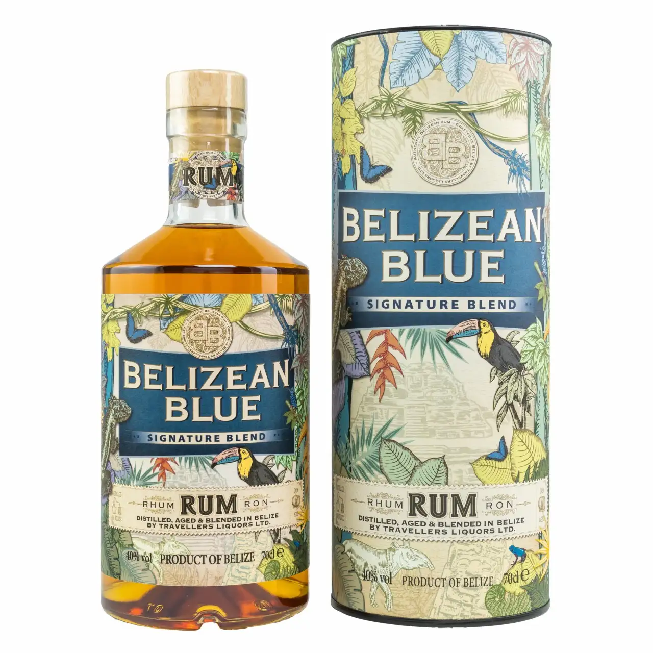 Bottle of Travellers Belizean Blue Signature Blend