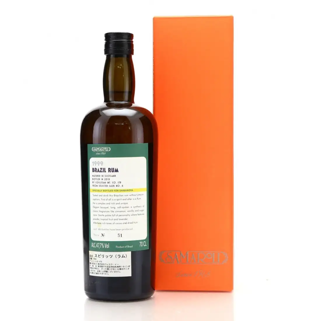 Image haute résolution de Samaroli Brazil Rum (Shinanoya) 1999