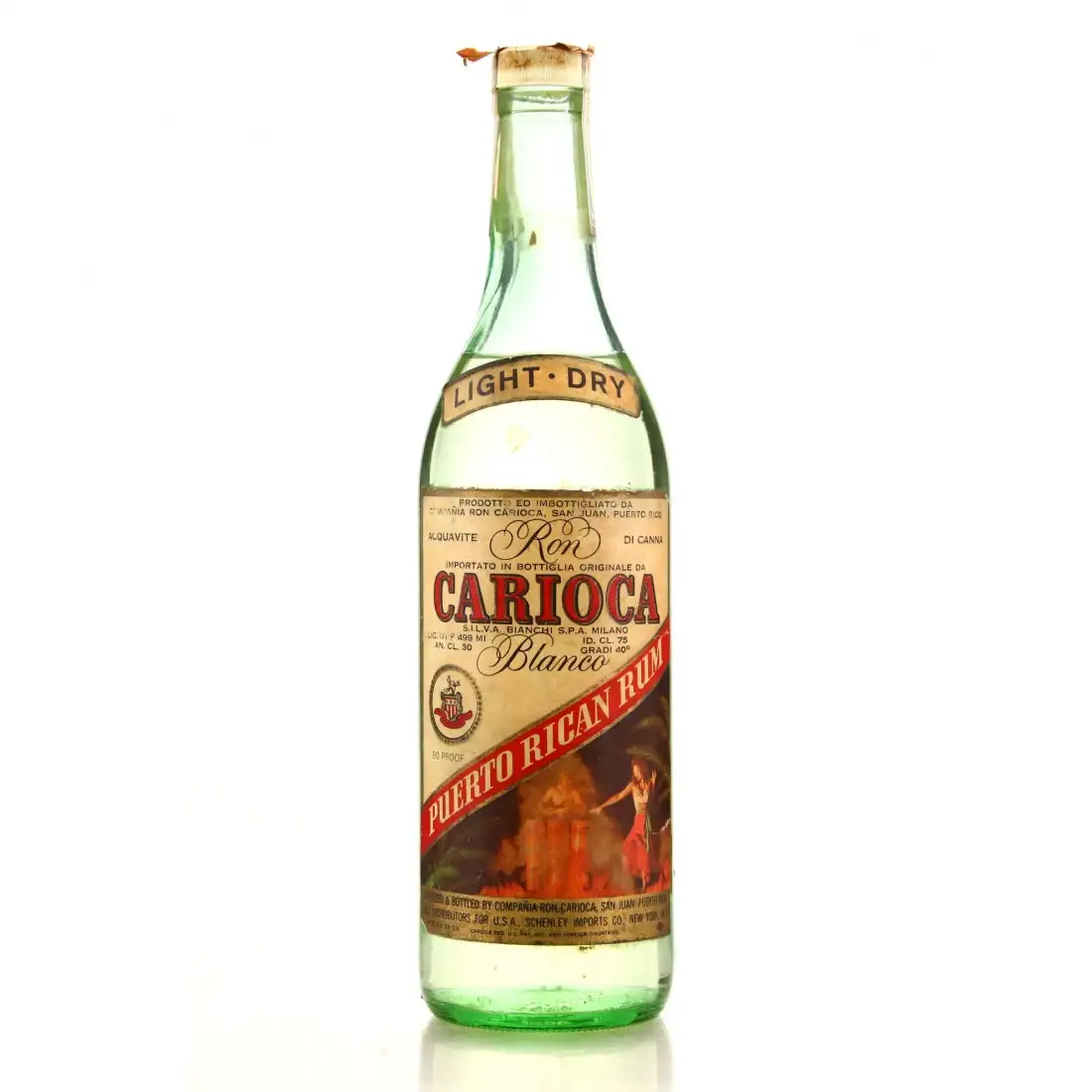 Bottle of Ron Carioca Puerto Rican Rum 1960s