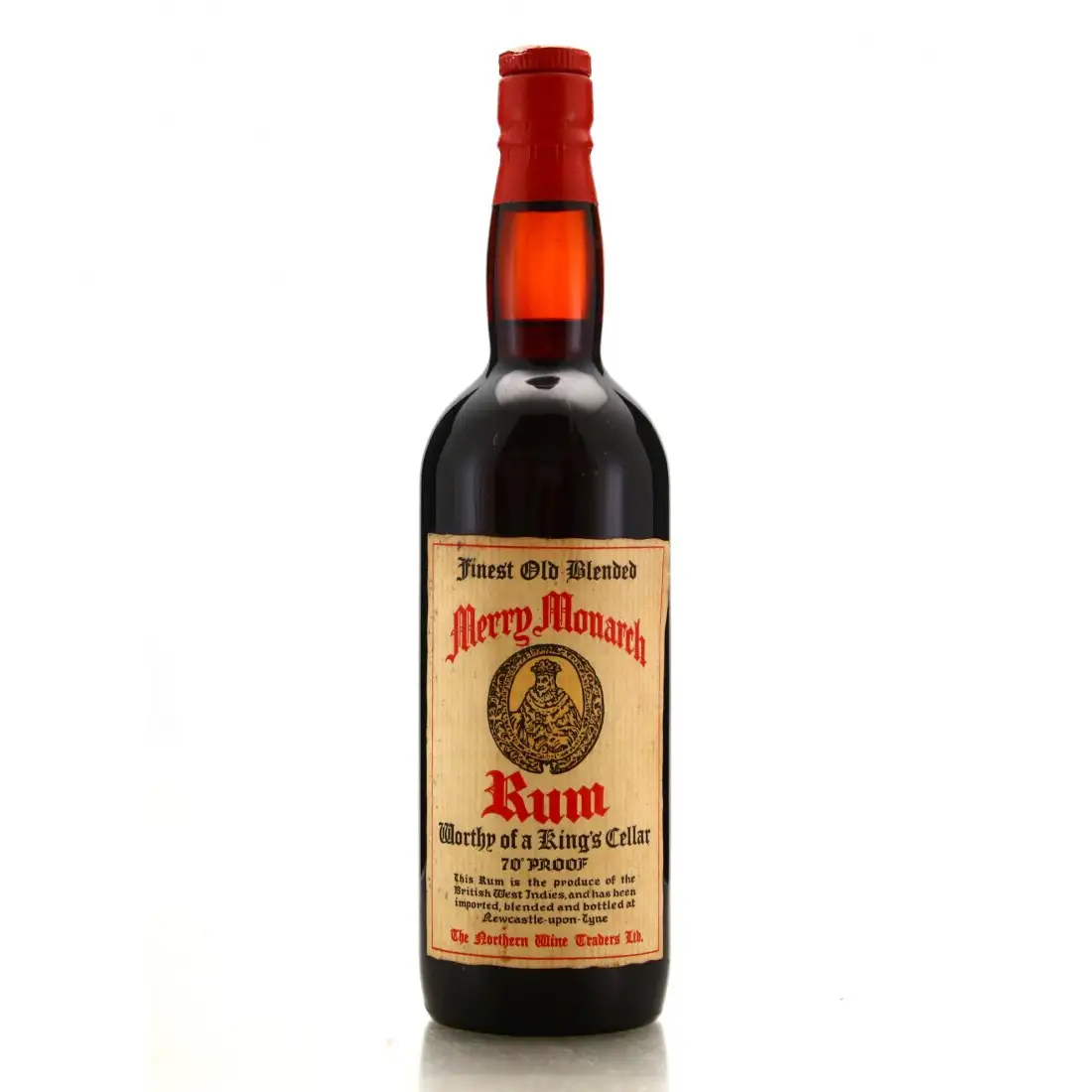 Bottle of Northern Wine Traders LTD Merry Monarch Rum 1940s