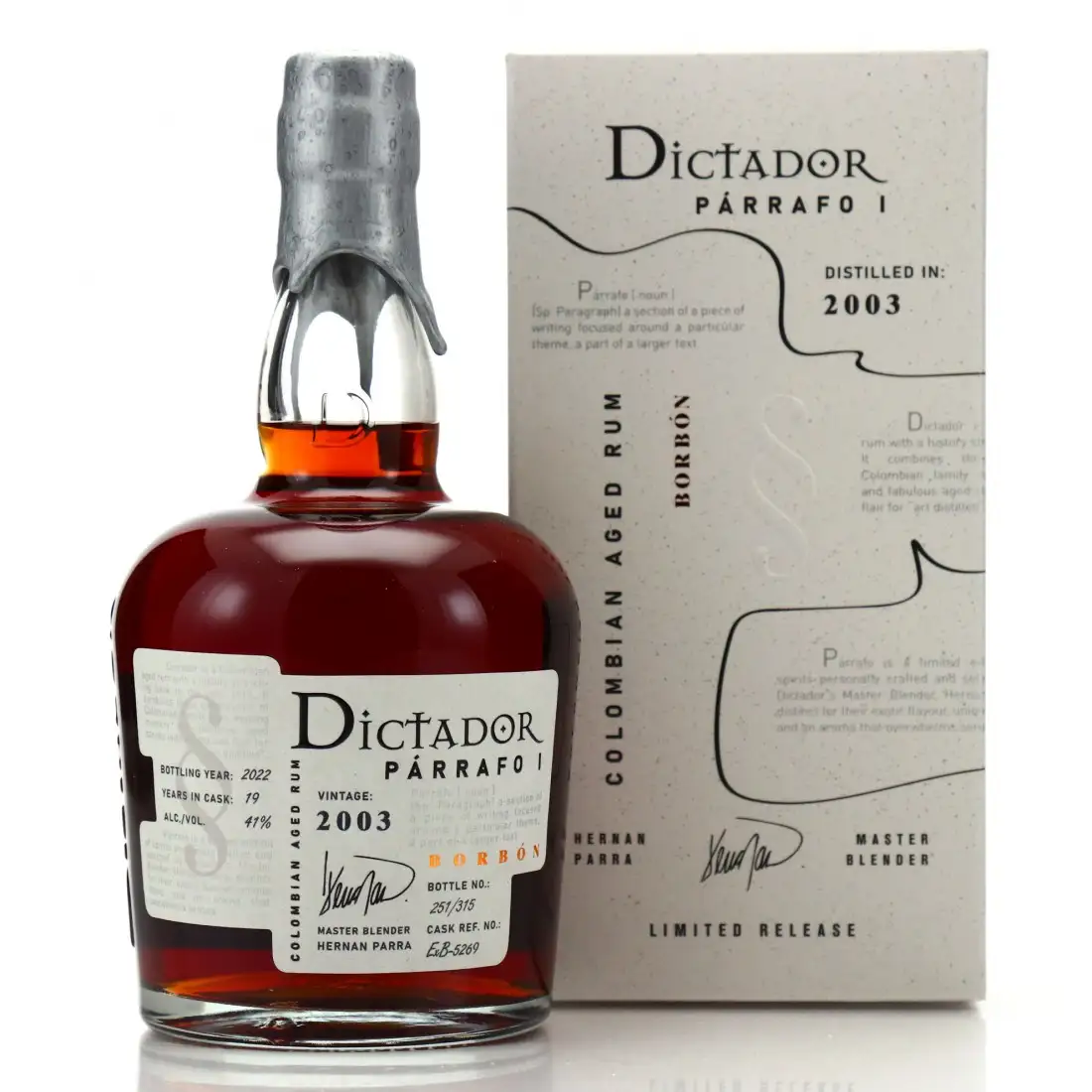 Bottle of Dictador Párrafo I Borbón 2003