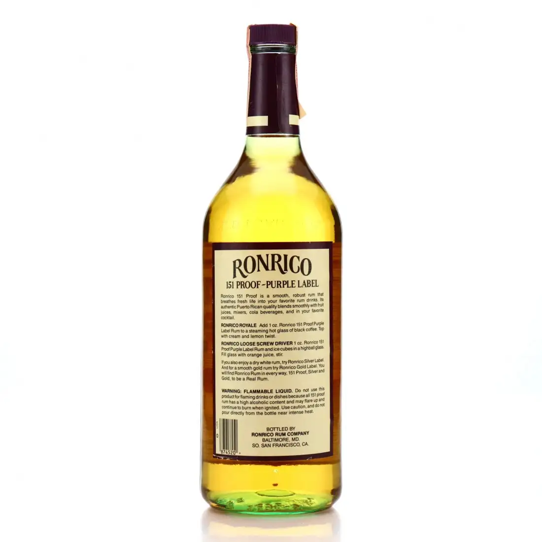 High resolution image of Ronrico Puerto Rican Rum 151 Proof