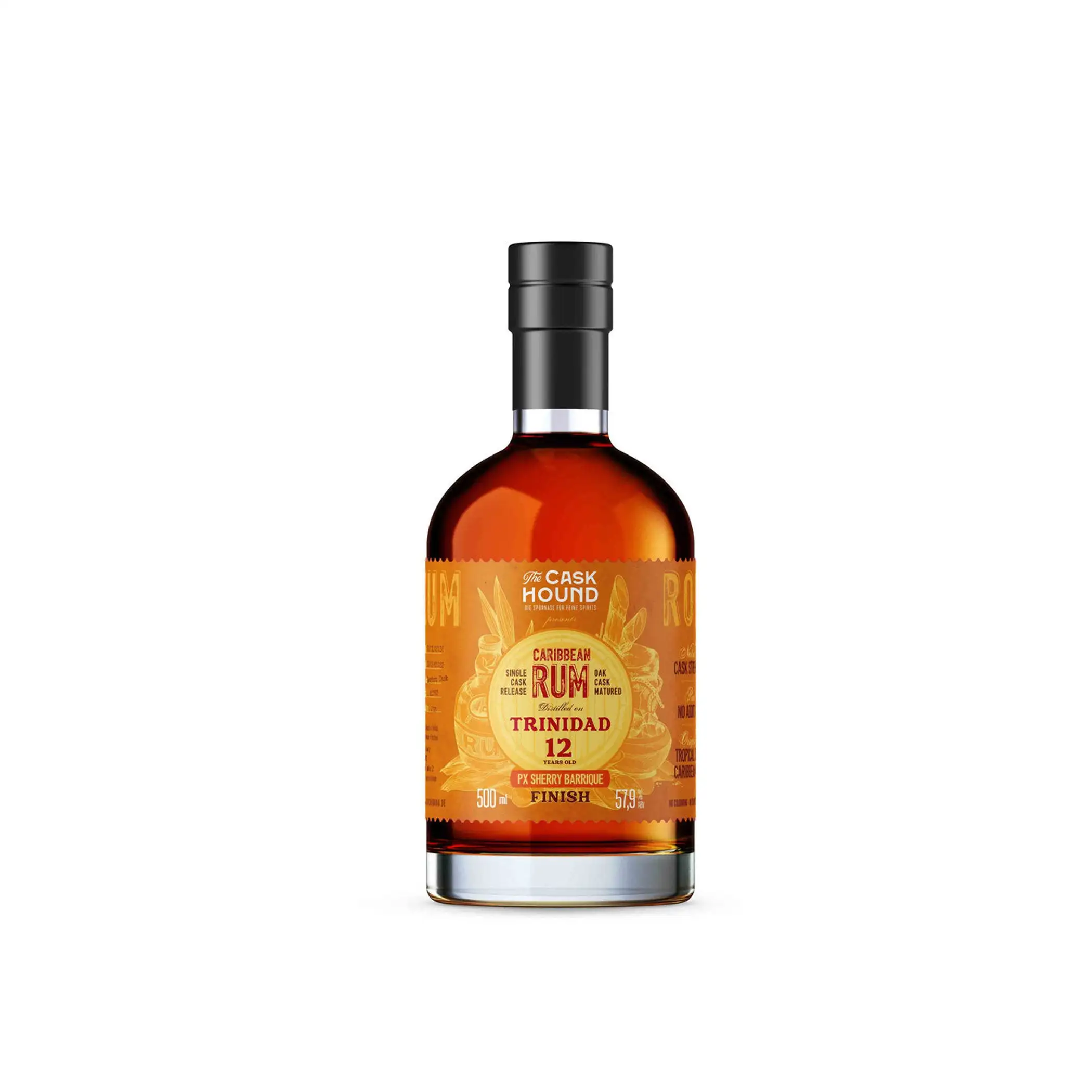 Bottle of The Cask Hound T.D.L Caribbean Rum Single Cask Release 2010