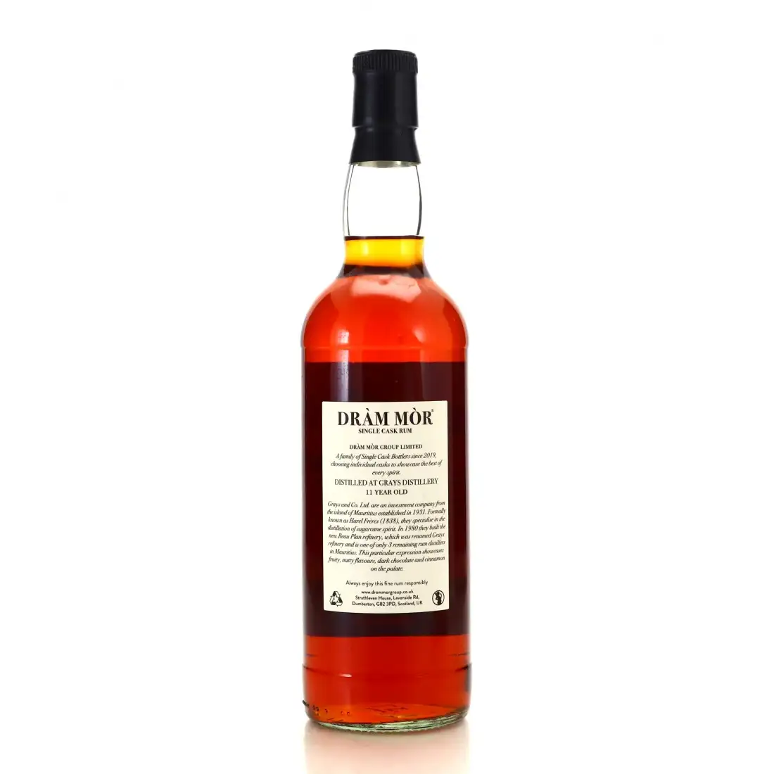 Image haute résolution de Dràm Mòr Grays Single Cask Rum 2010