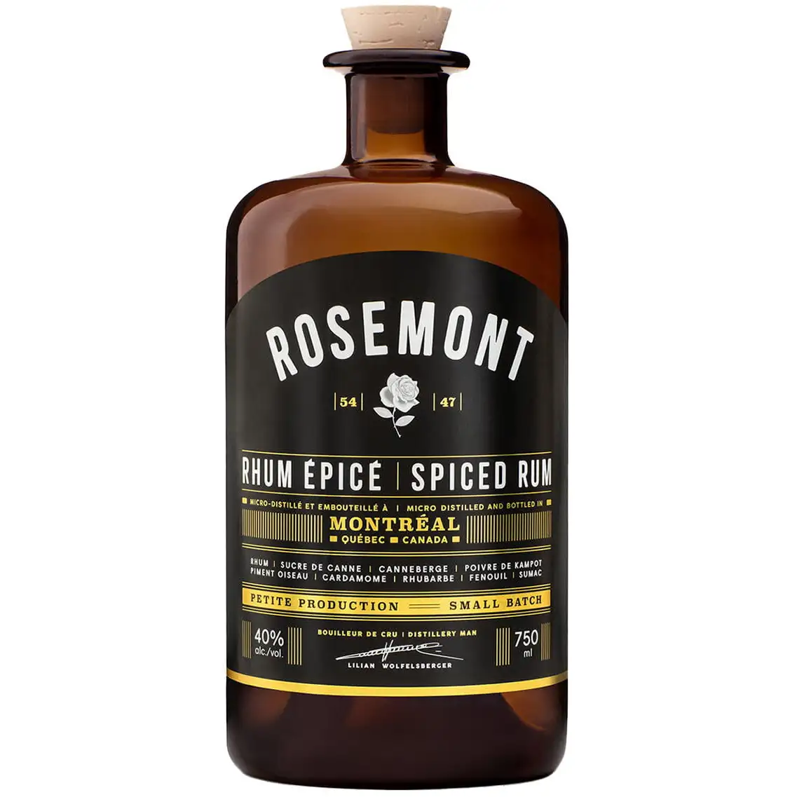 Bottle of Distillerie de Montréal  Rosemont Rhum Épice Spiced Rum)