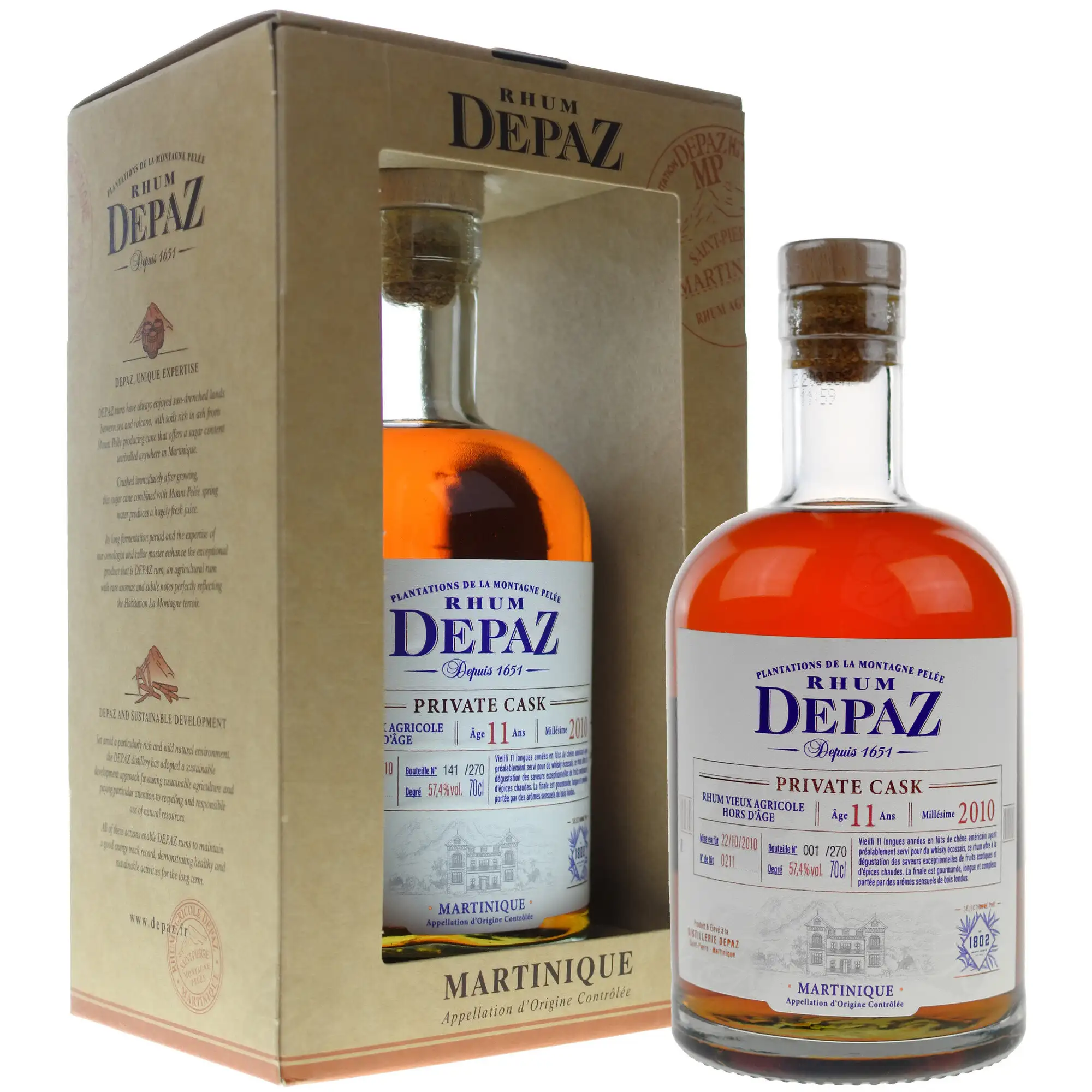 Bottle of Depaz Private Cask (Édition Bar 1802) 2010