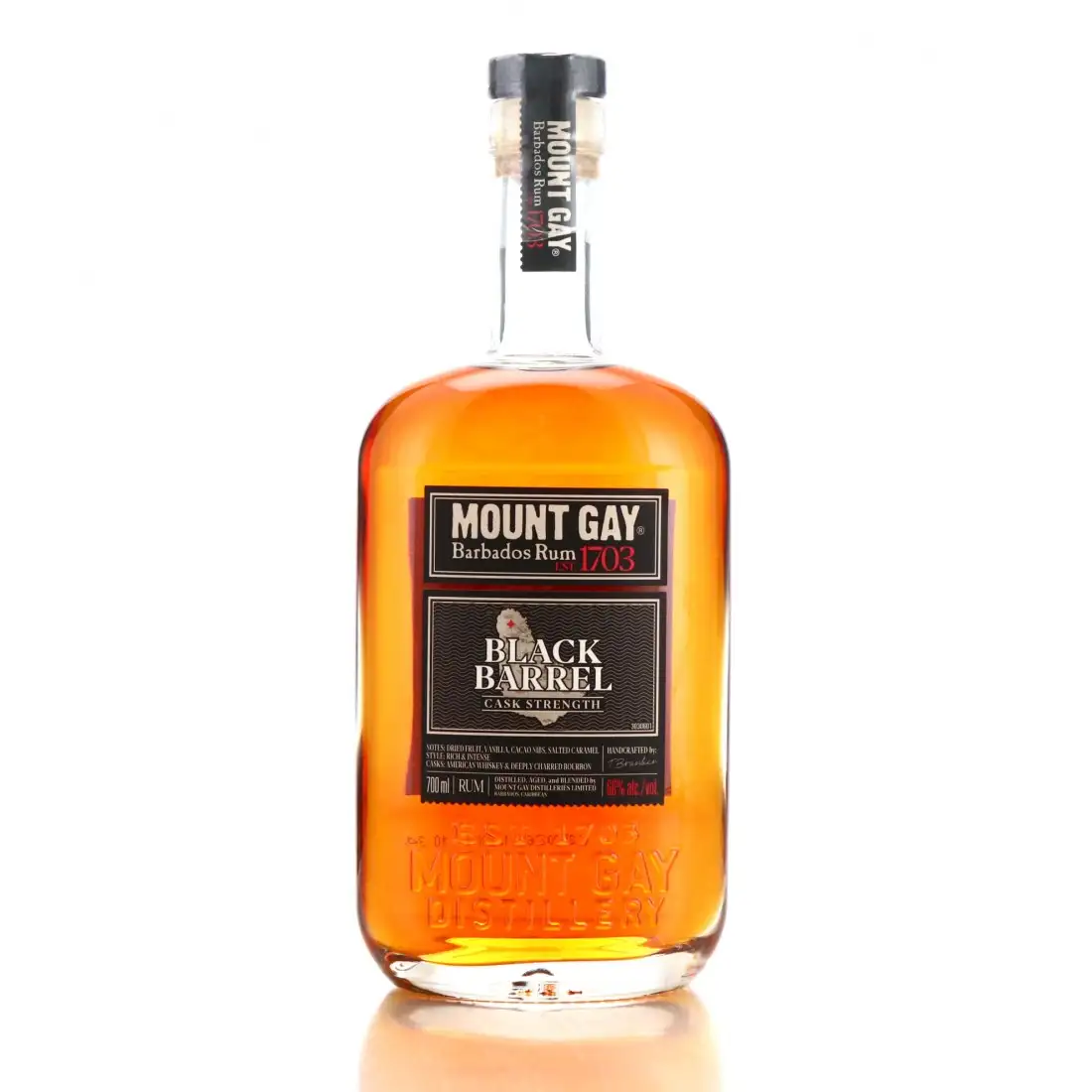 Bottle of Mount Gay Black Barrel Cask Strength