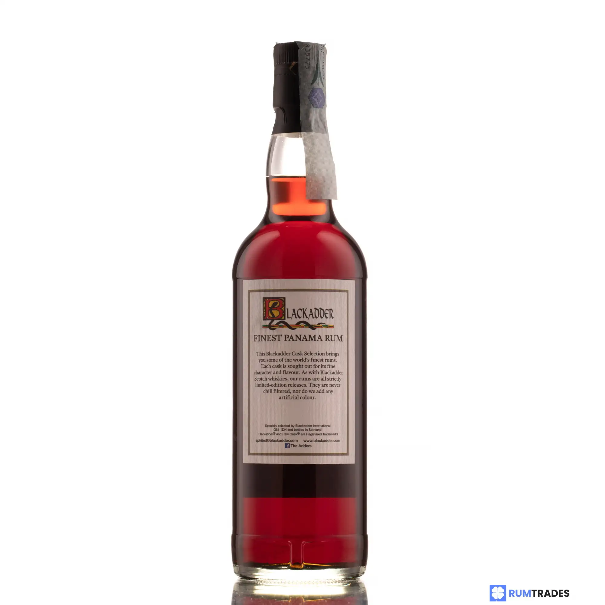 High resolution image of Blackadder Raw Cask Rum Finest Panama Rum 2005