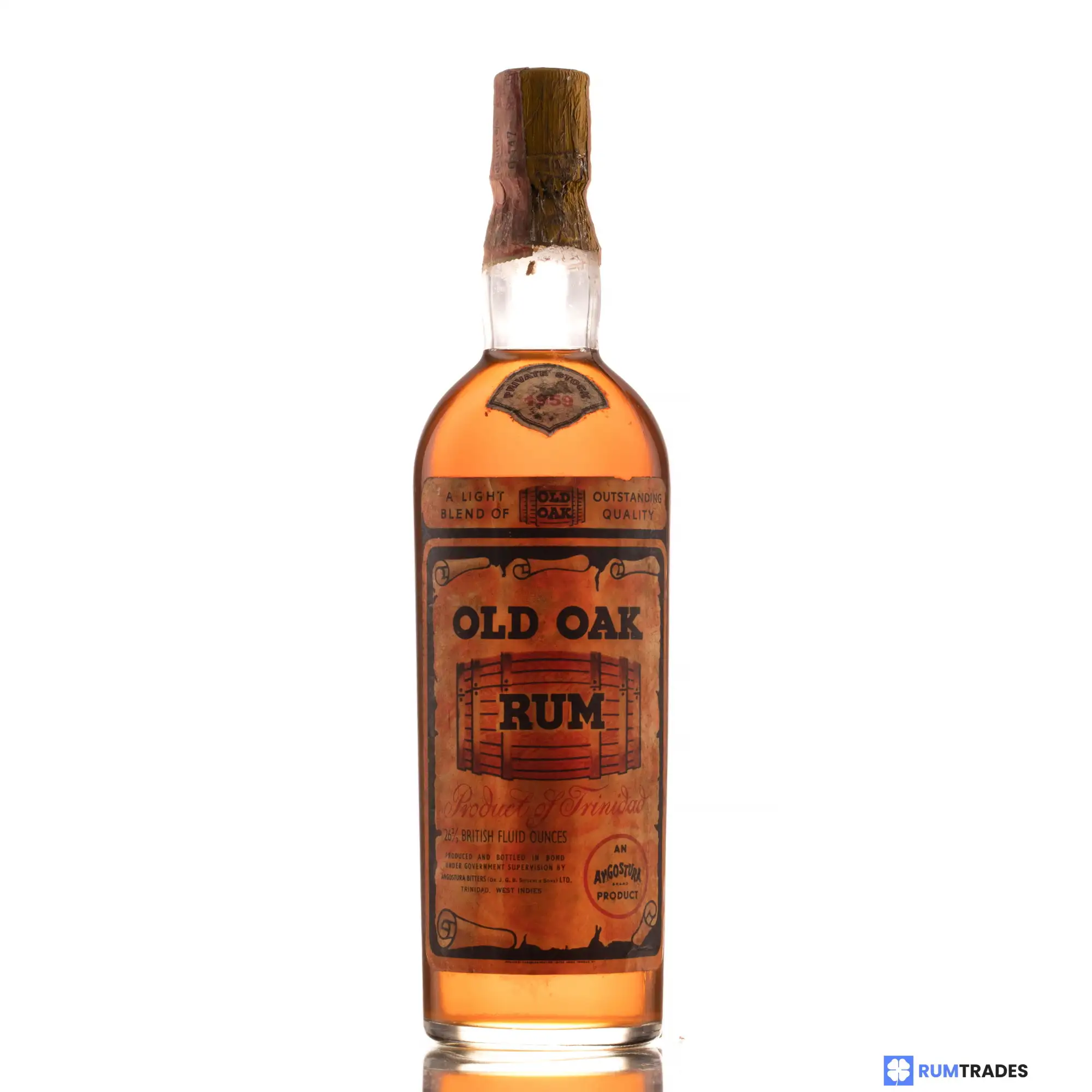 Bottle of T.D.L Angostura Old Oak Rum 1959