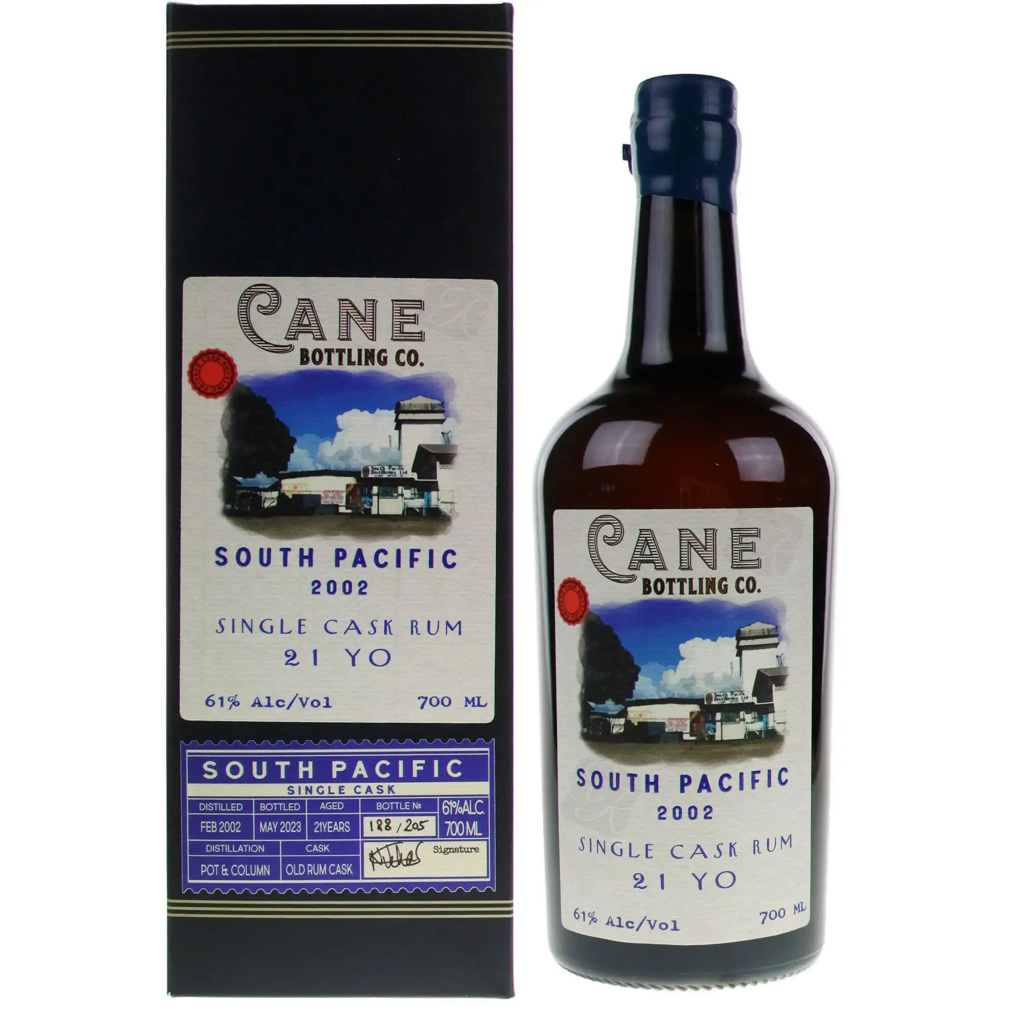 Bottle of Cane Rum Bottling Company South Pacific Single Cask Rum 2002