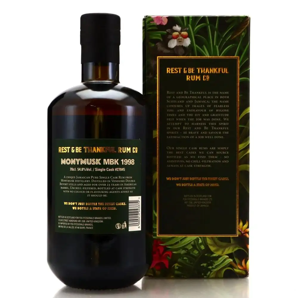 Hochauflösendes Bild von Rest &amp; Be Thankful Clarendon Pure Single Jamaican Rum MBK 1998