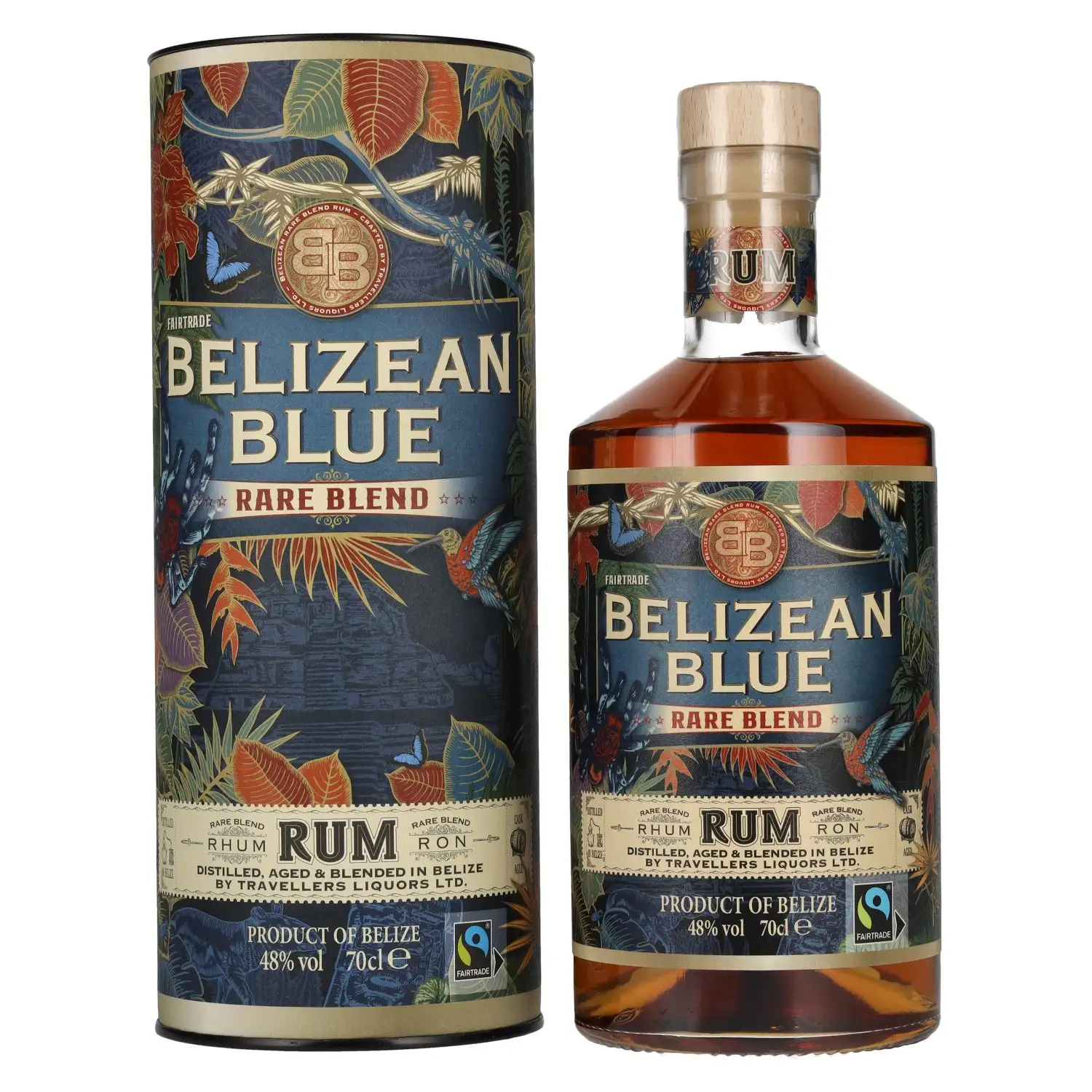 Bottle of Travellers Belizean Blue Rare Blend