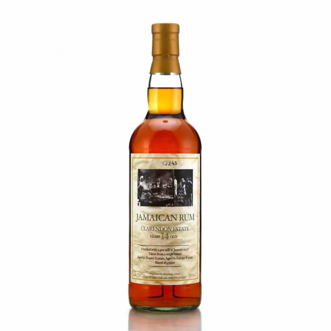 Bottle of Shinanoya Clarendon Jamaican Rum (Screwdriver 10th Anniversary) 2007