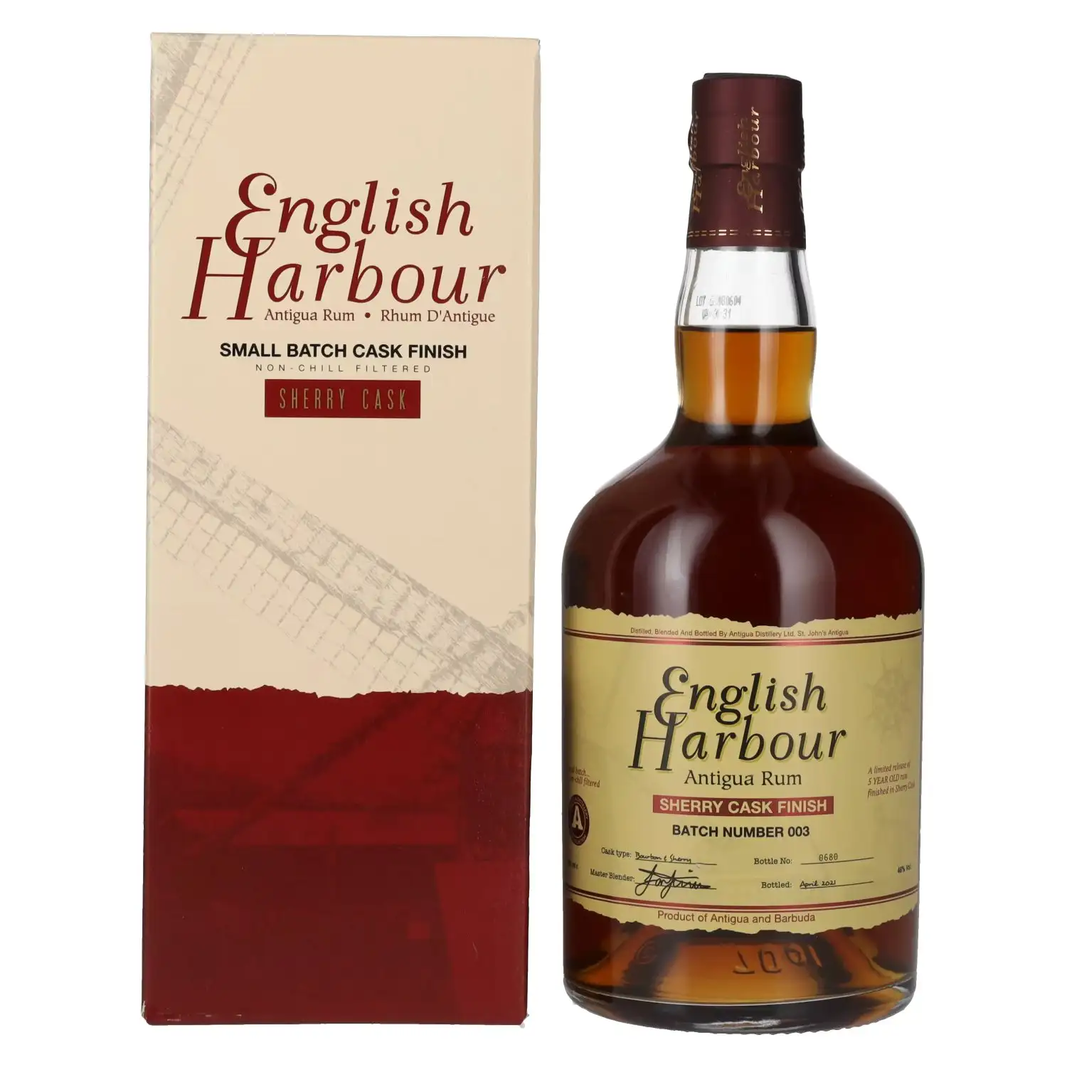 Bottle of The Antigua Distillery English Harbour Sherry Cask Finish (Batch 003) 2016