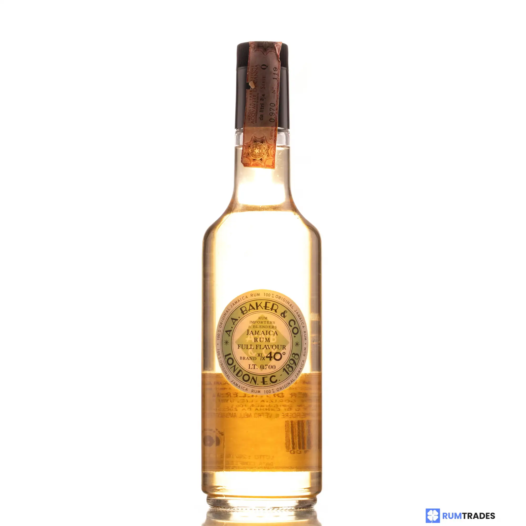 Bottle of A.A. Baker & Co. S.p.A. Jamaica Rum Full Flavour