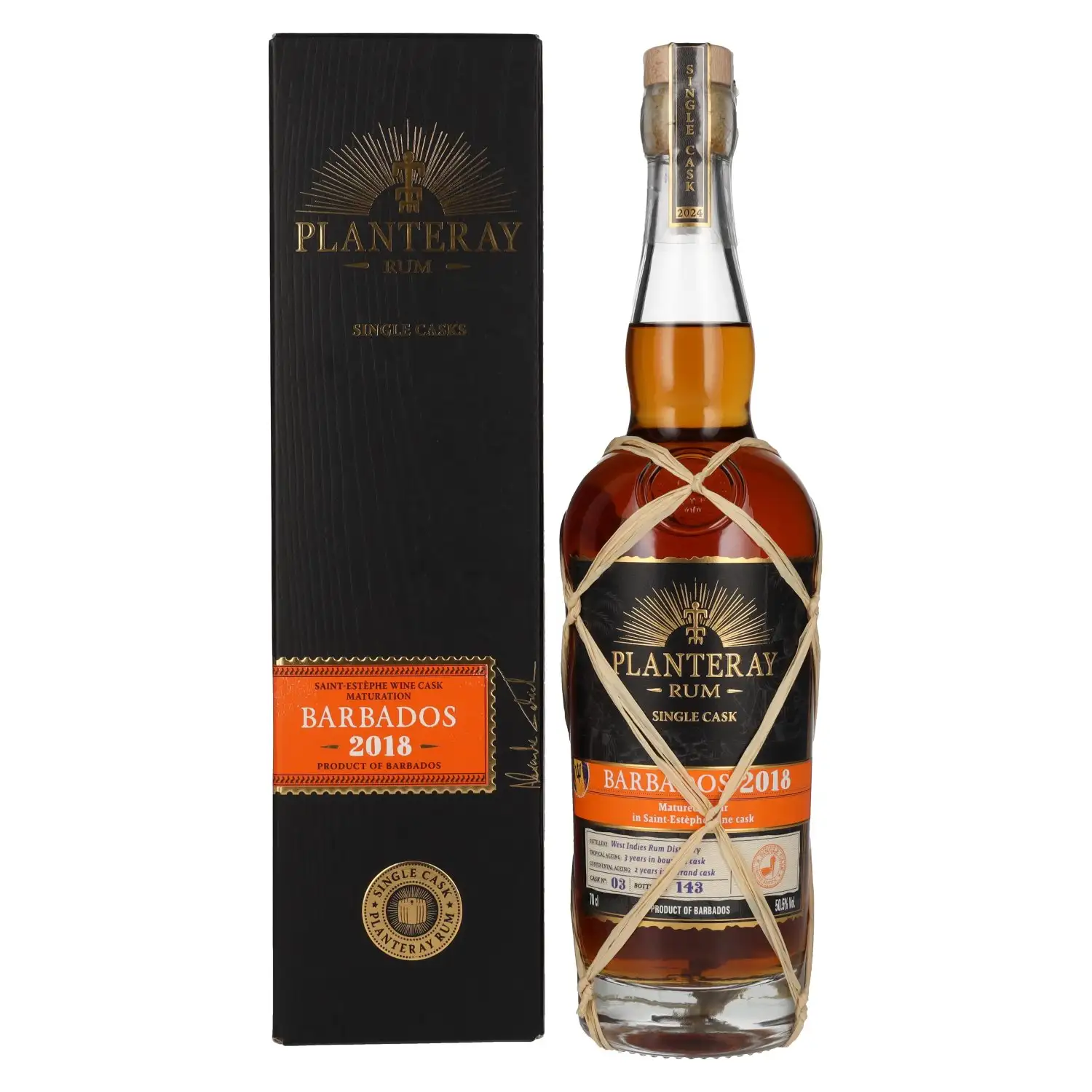 Bottle of Planteray Barbados 2018 (Saint Estèphe Cask)