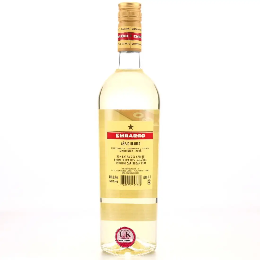 High resolution image of Les Bienheureux Embargo Añejo Blanco