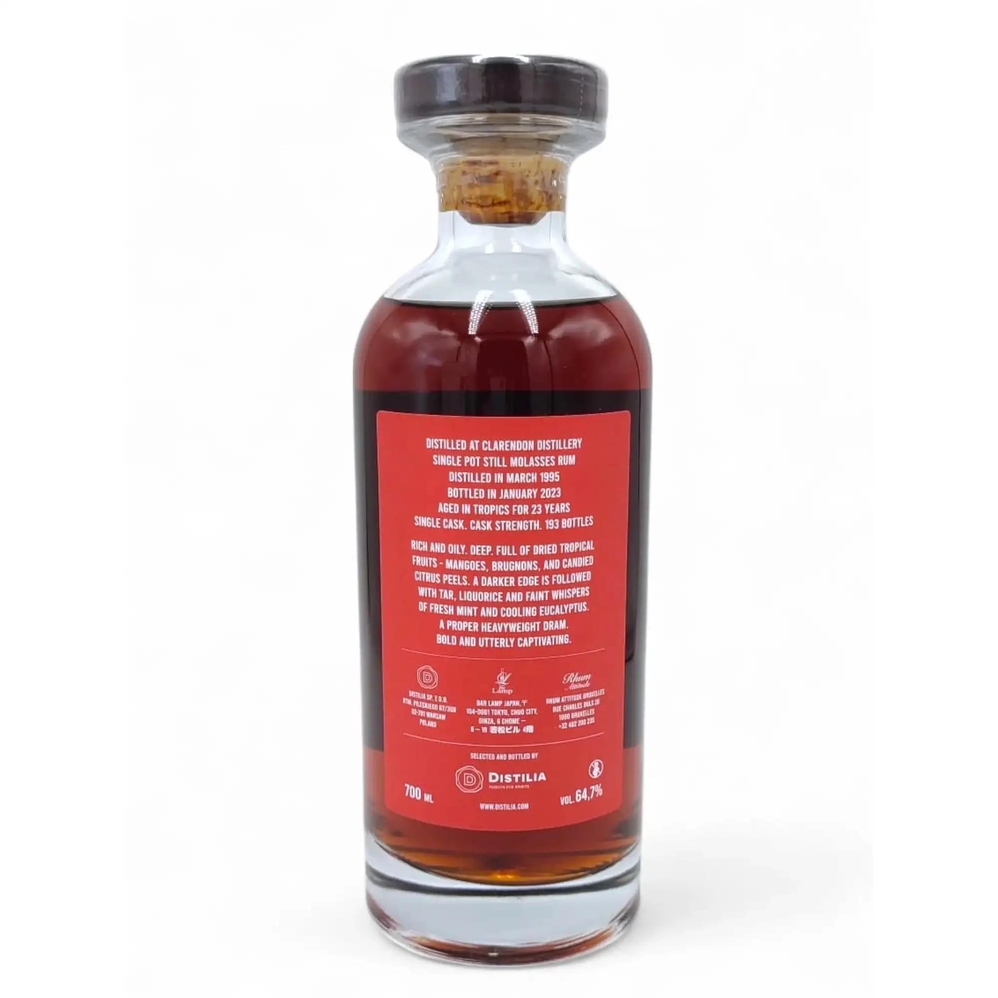 High resolution image of Distilia Clarendon Finest Jamaican Rum (Rhum Attitude &amp; Bar Lamp) 1995