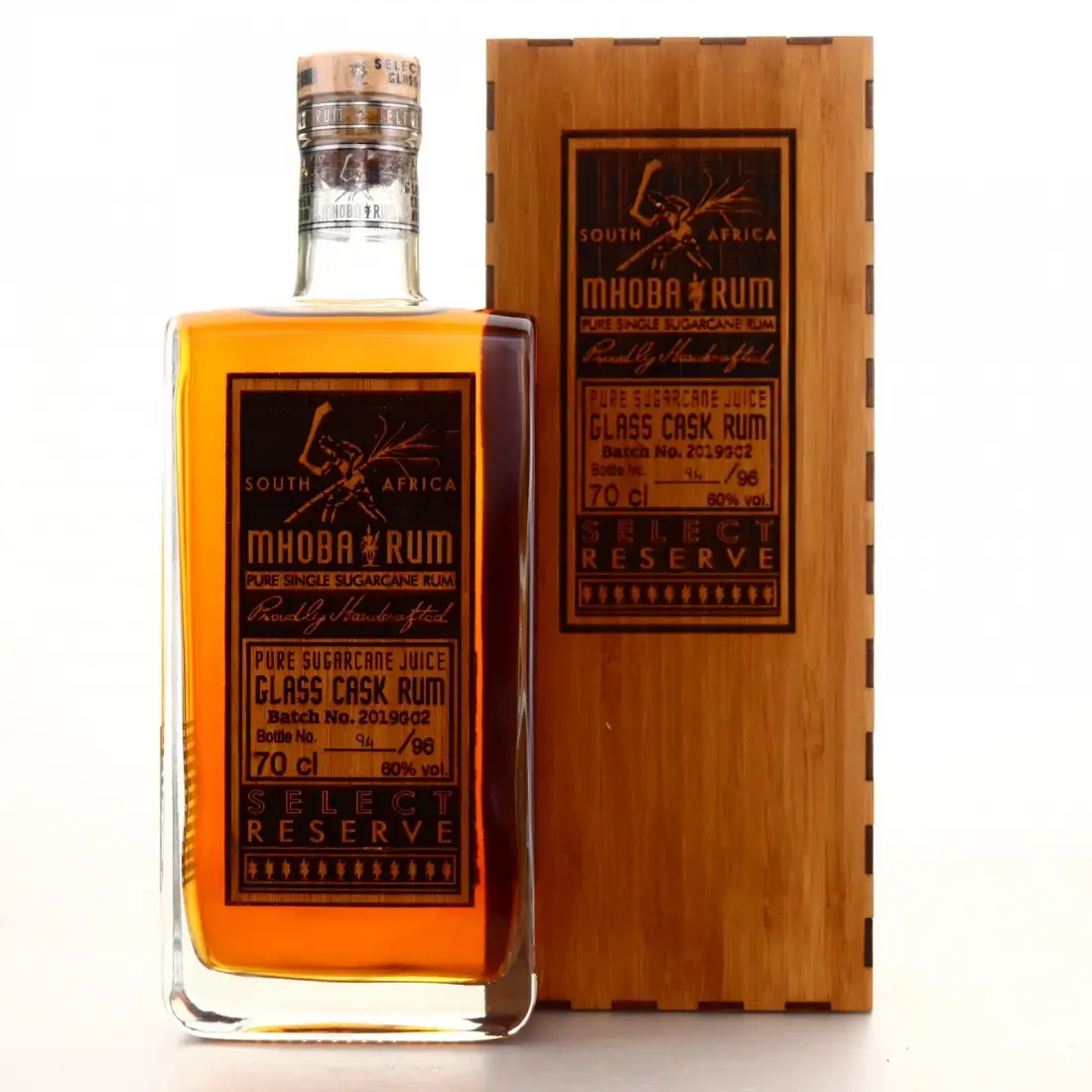 Bottle of MHOBA Select Reserve Glass Cask Rum 2019