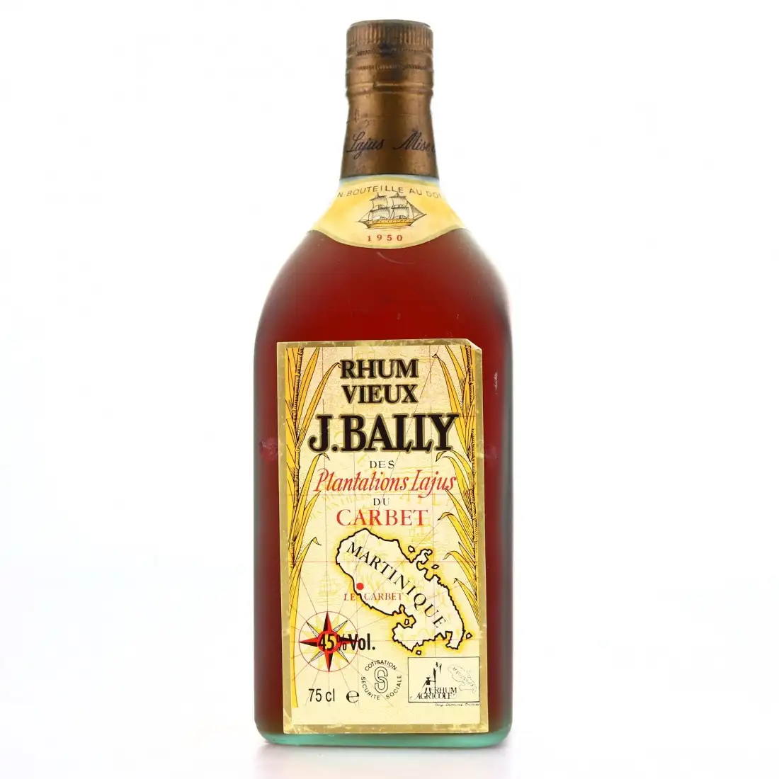 Bottle of J. Bally Plantation Lajus du Carbet 1950