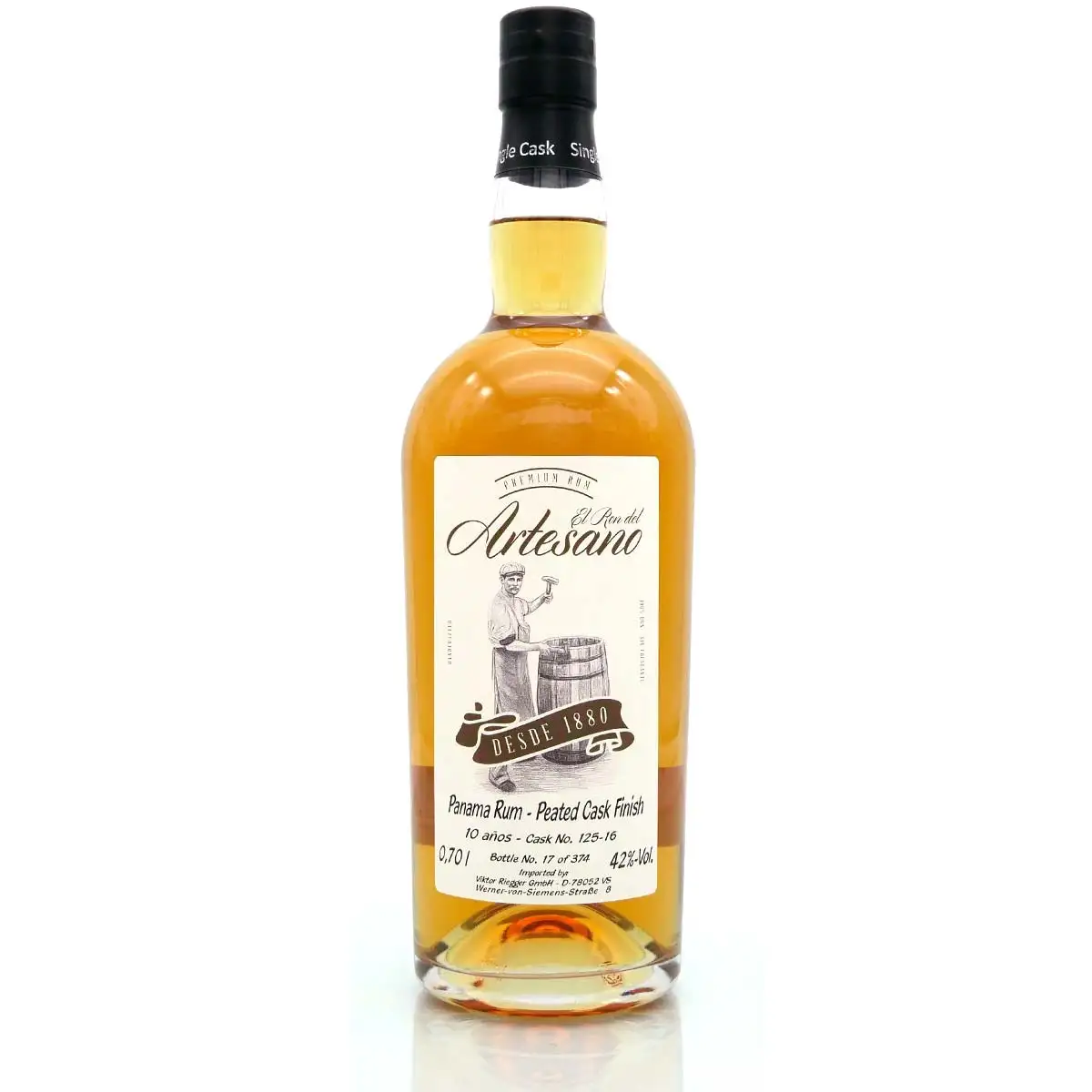 Bottle of El Ron del Artesano Panama Rum - Peated Cask Finish 2009