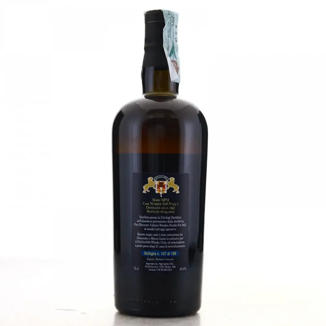 High resolution image of High Spirits Collection Port Mourant GluGlu2000 Whisky Club 1997