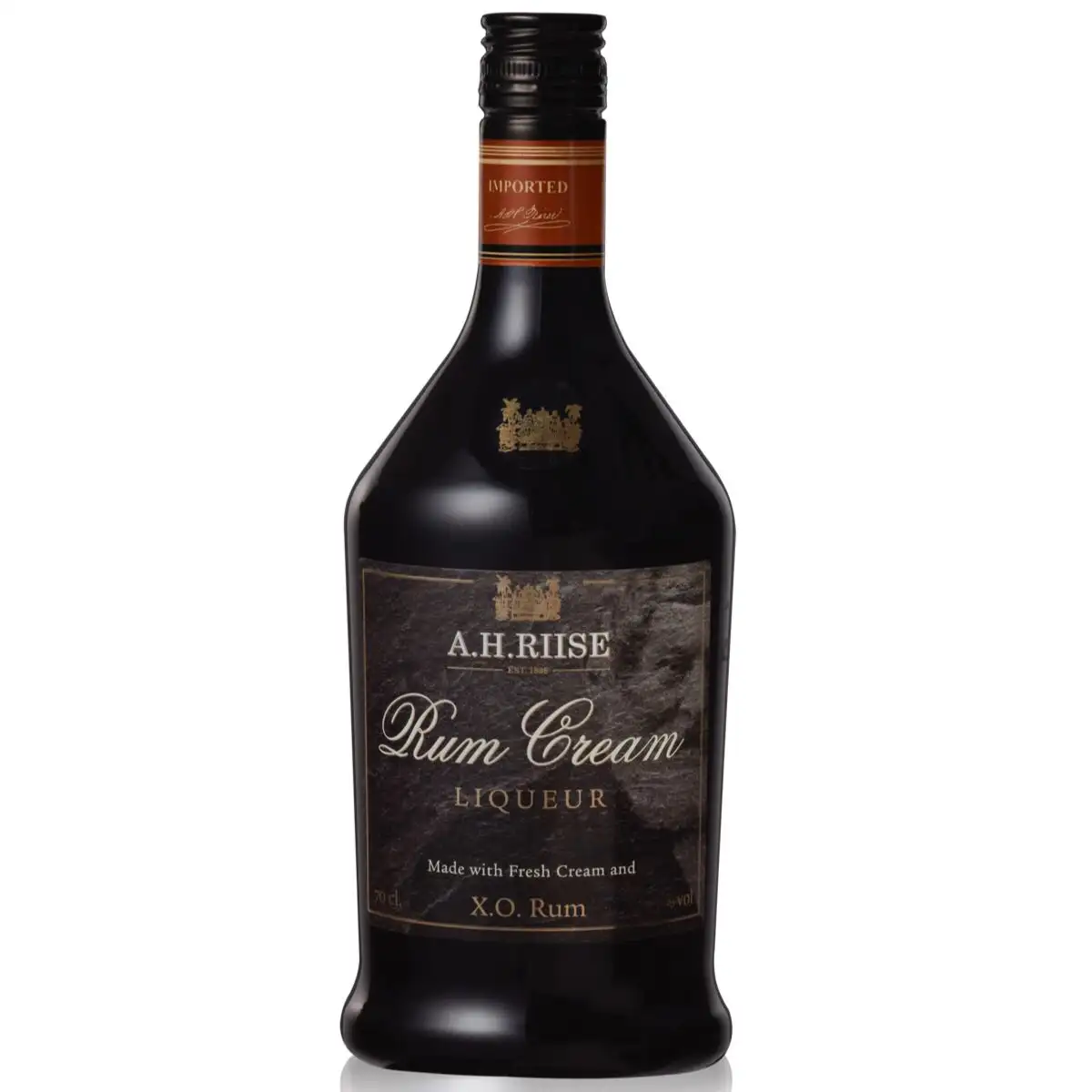 Bottle of A.H. Riise Rum Cream Liqueur