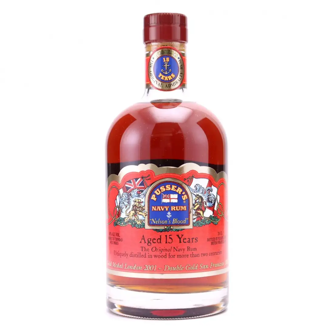 Bottle of Pusser‘s Rum „Nelson‘s Blood“ Aged 15 Years Navy Rum