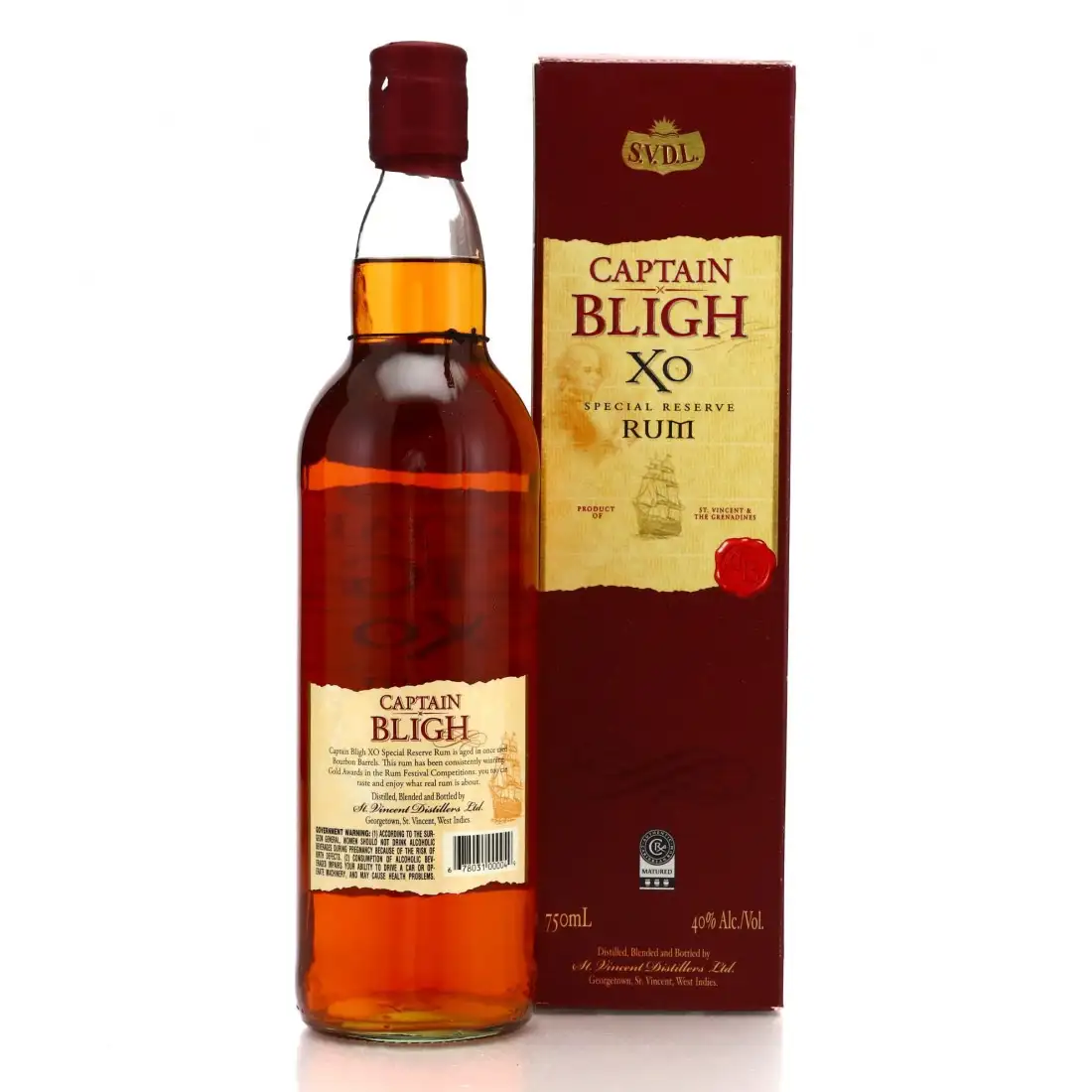 Hochauflösendes Bild von St. Vincent Distillers Ltd. Captain Bligh XO