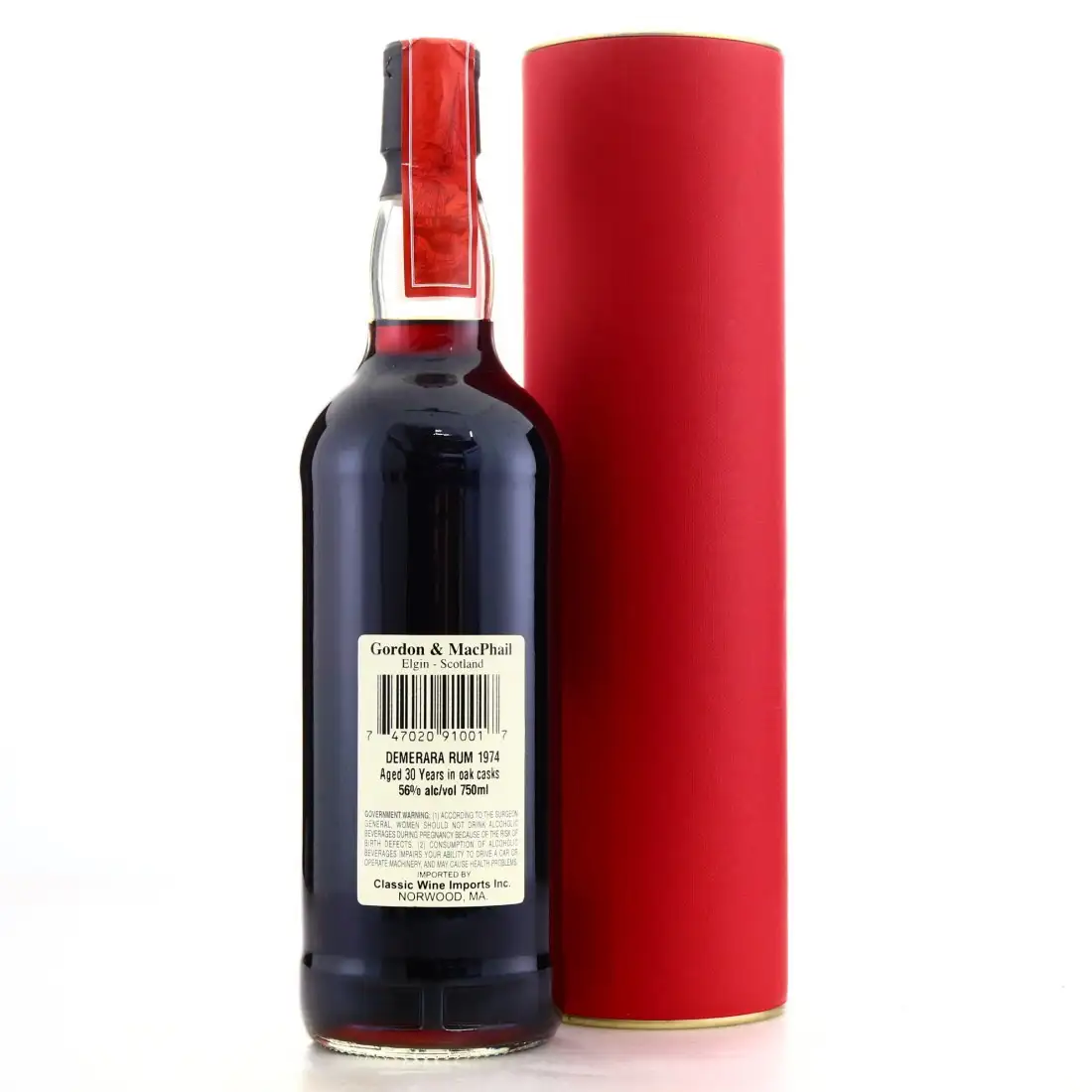 Hochauflösendes Bild von Gordon &amp; MacPhail Demerara Rum (Park Avenue Liquor Shop) 1974