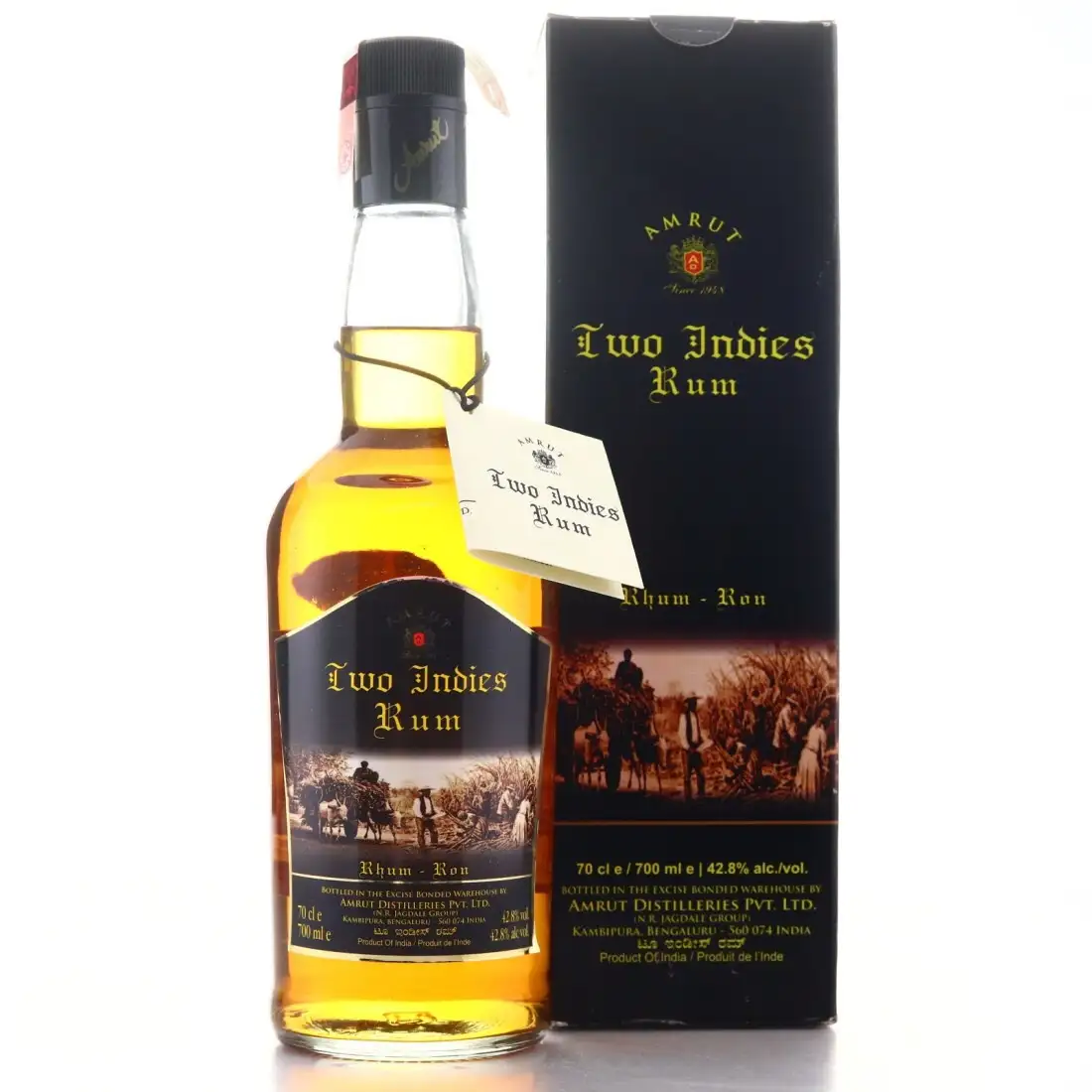 Bottle of Amrut Two Indies Rum