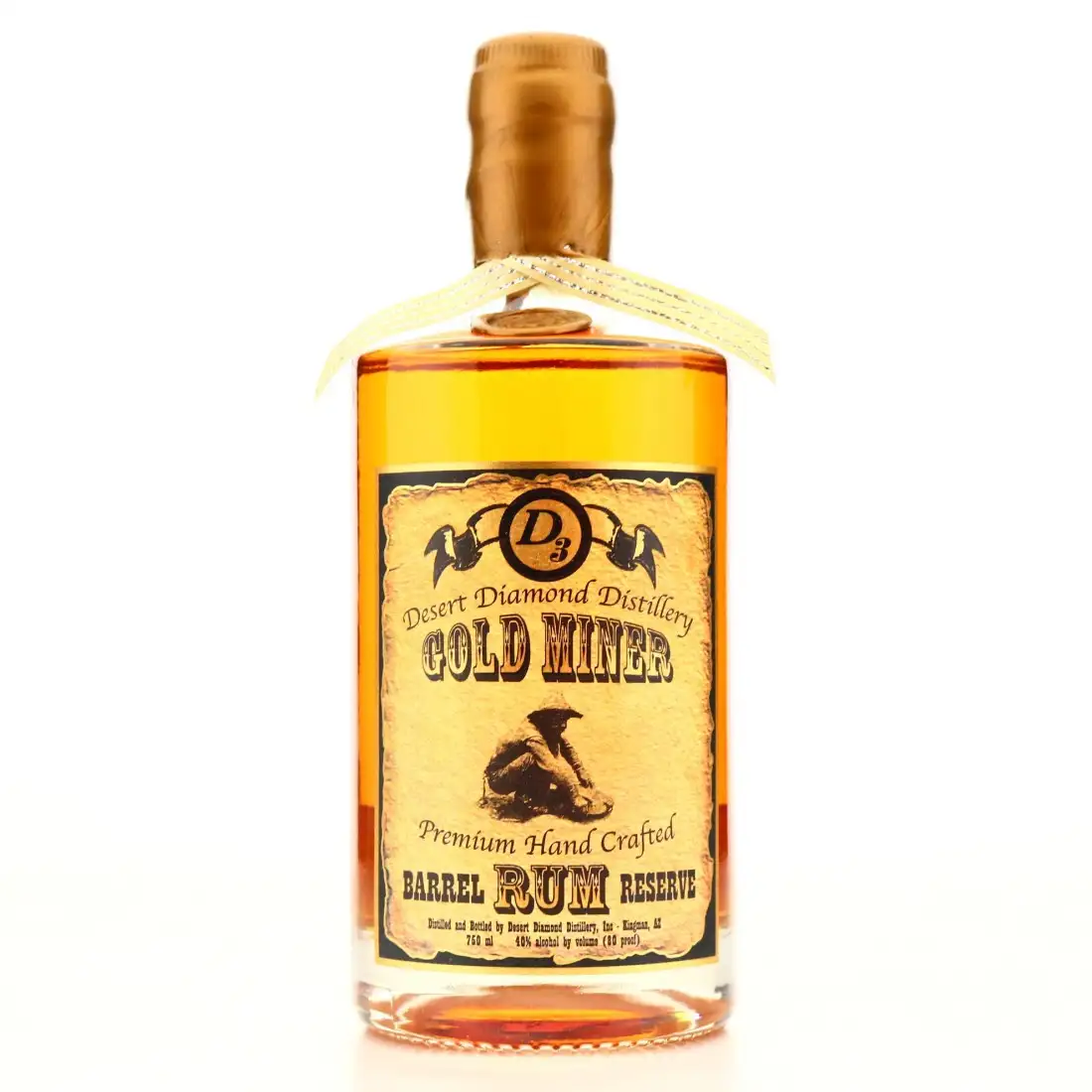 Bottle of Desert Diamond Distillery Gold Miner Barrel Reserve Rum