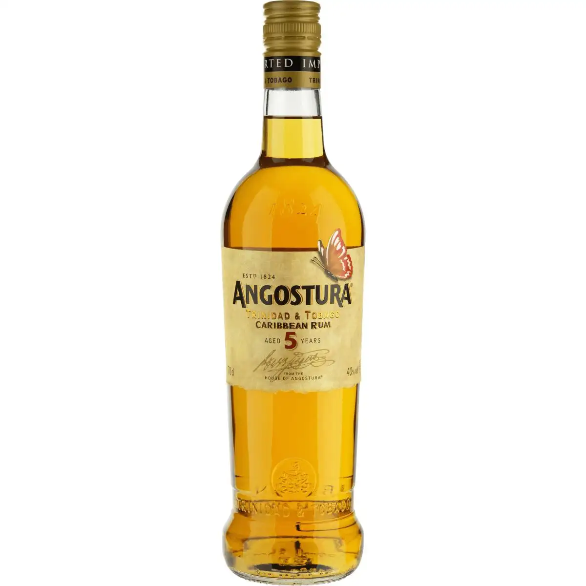 Bottle of T.D.L Angostura Butterfly 5 Years