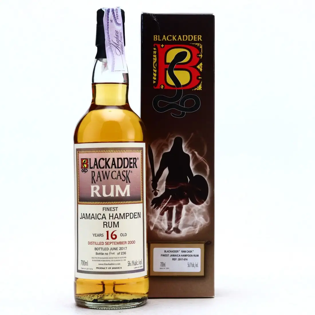 Bottle of Blackadder Hampden Raw Cask Rum LROK 2000