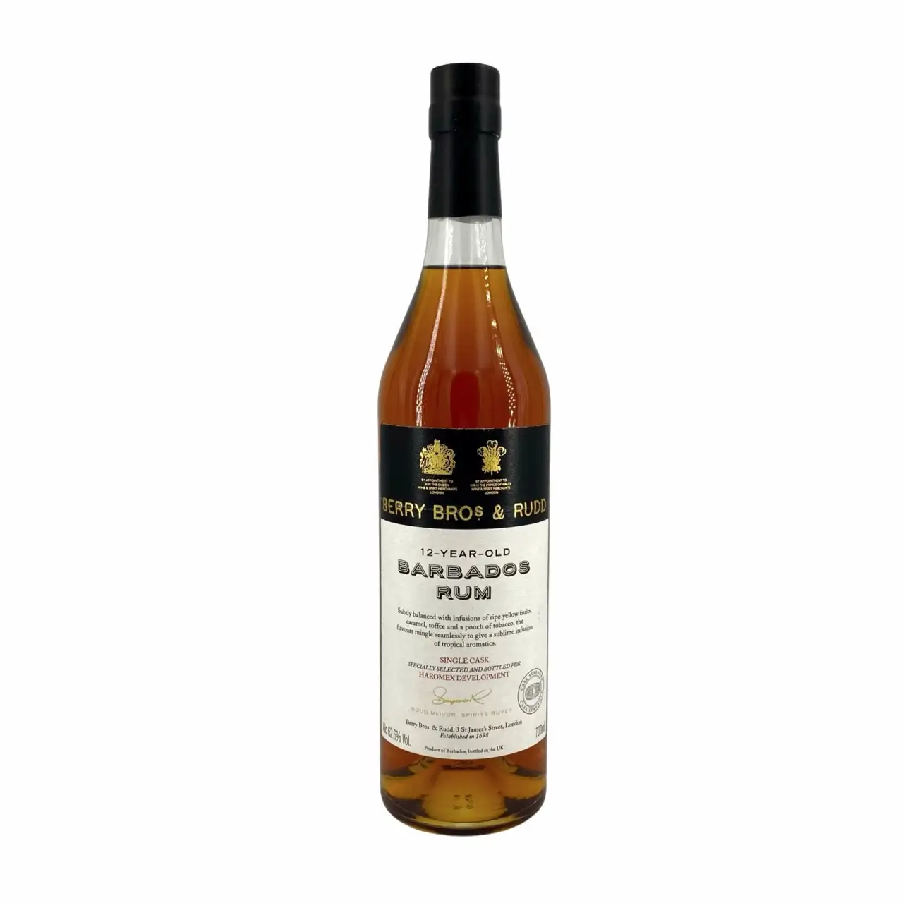 Bottle of Berry Bros & Rudd Foursquare Barbados Rum for Haromex Dev.