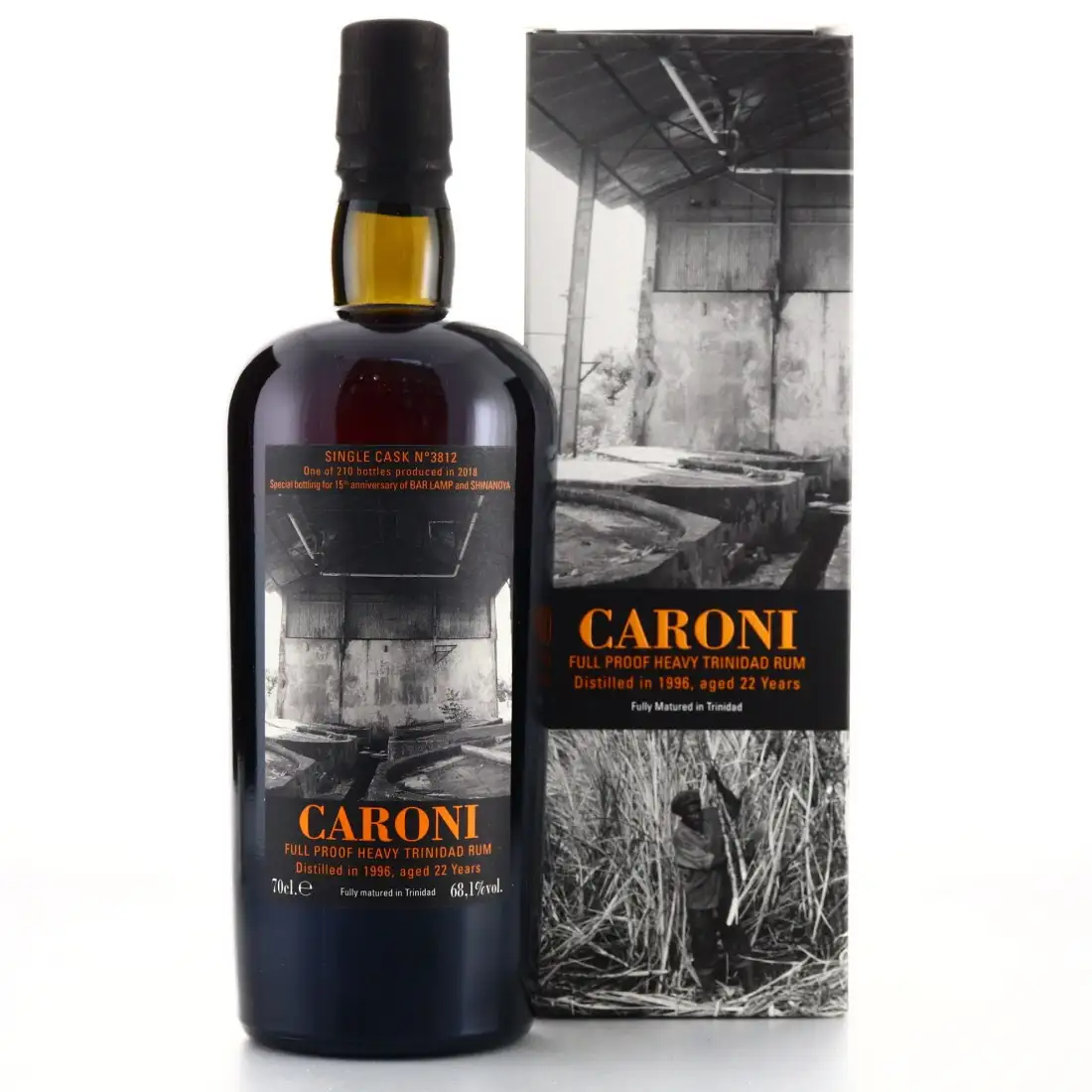 Bottle of Velier Caroni Special bottling for 15th Anniversary of Bar Lamp & Shinanoya 1996
