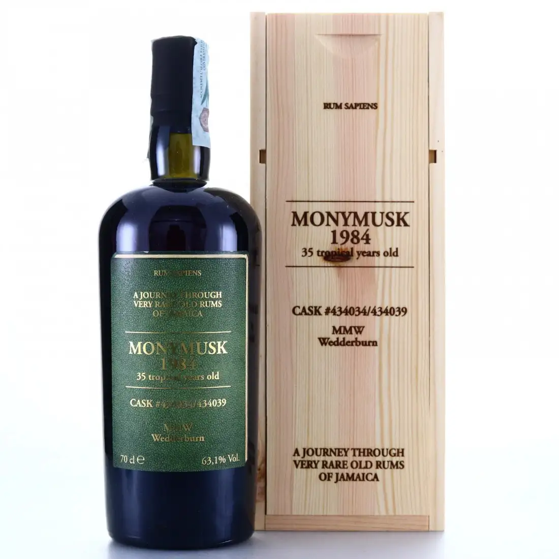 Bottle of Velier Clarendon Rum Sapiens Wedderburn MMW 1984