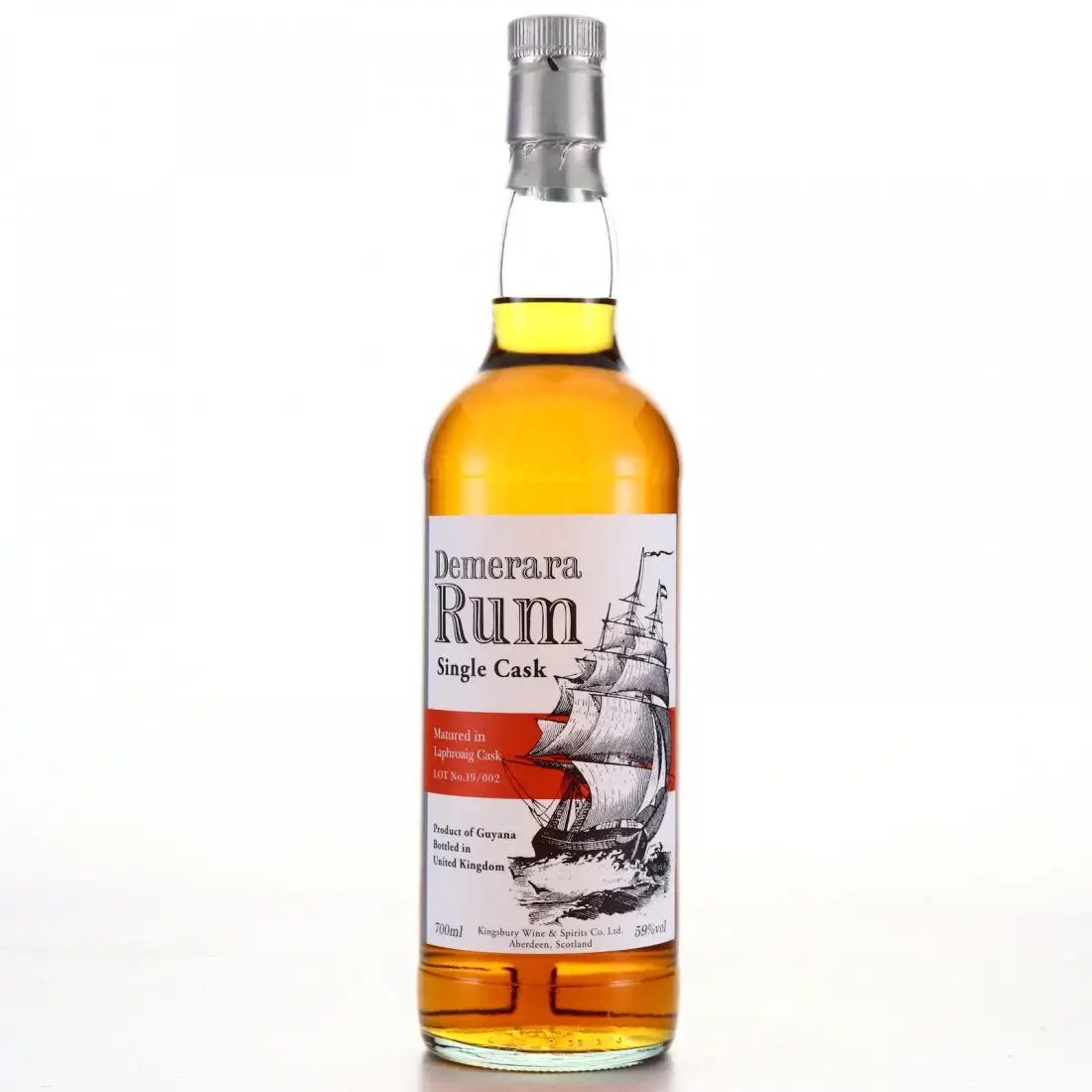 Bottle of Kingsbury Diamond Demerara Rum Single Cask (Laphroaig Cask)